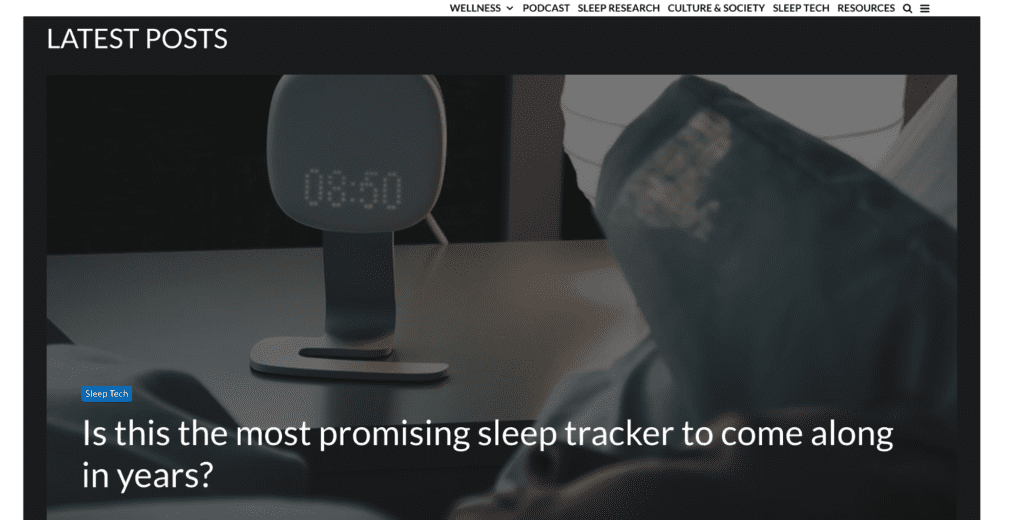 A screenshot of the Sleep Junkies mental health blog homepage.