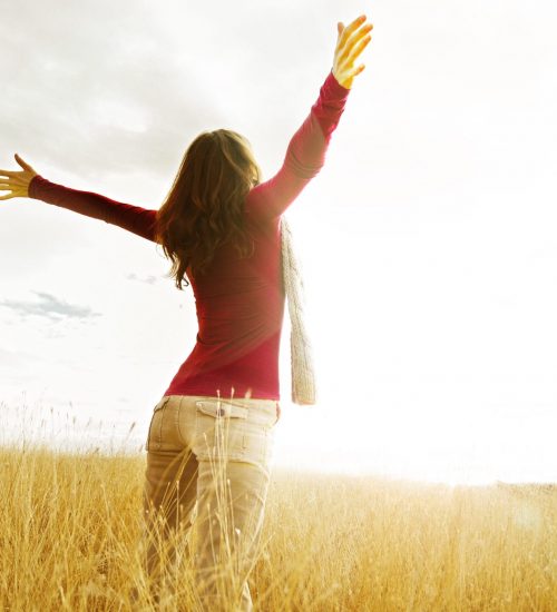 Young,Girl,Spreading,Hands,With,Joy,And,Inspiration,Facing,The